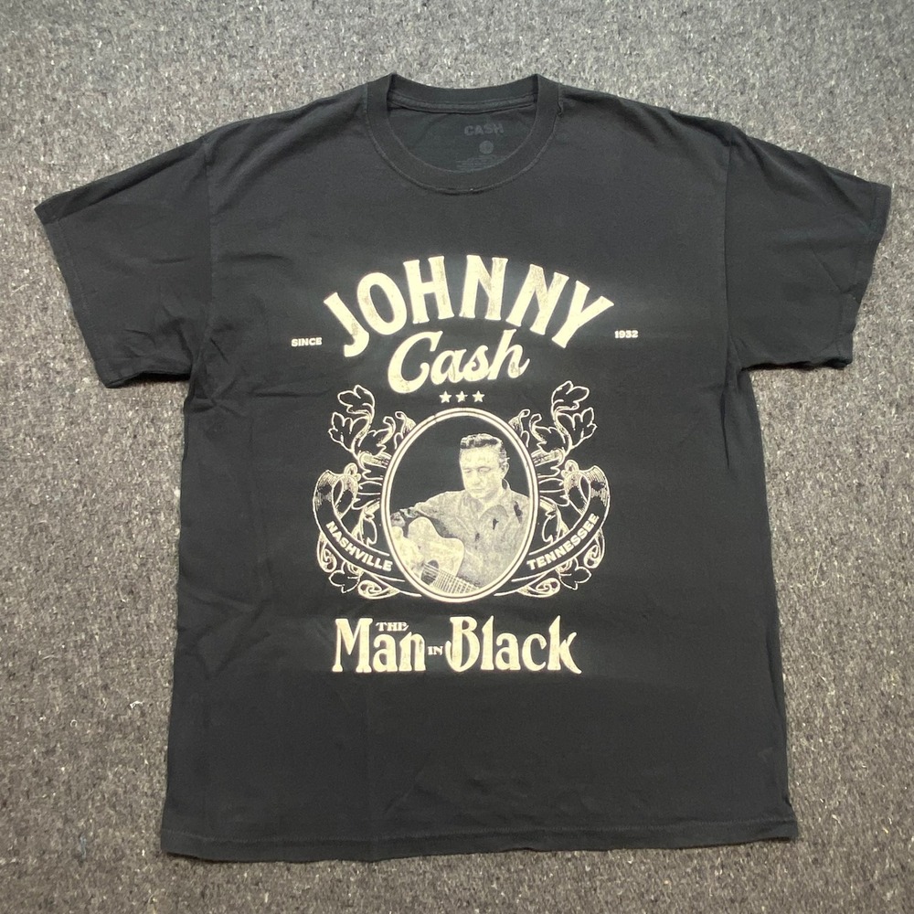 Johnny Cash T Shirt Large Mens Black Country Music‎ Man In Black Graphic Tee